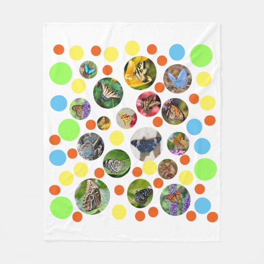 Trendy Cute Modern Butterflies Polka Dots Kinder Fleece Deken (Voorkant)