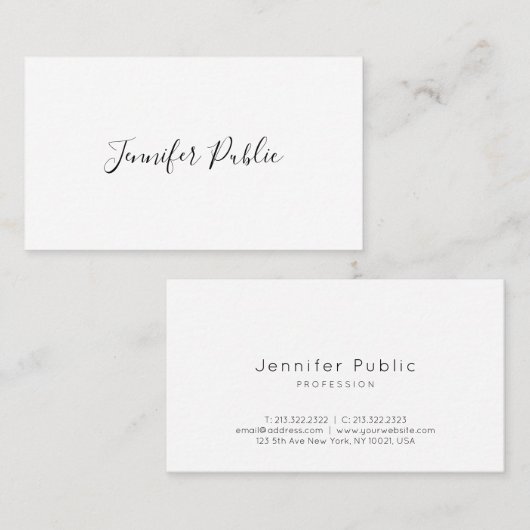 Trendy Cute Modern Sjabloon Hand Script Simple Visitekaartje (Voorkant / Achterkant)