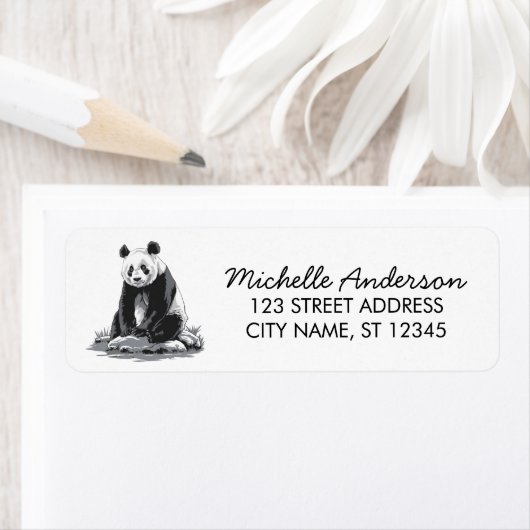 Trendy Cute Panda Beer Retouradres Etiket (Insitu)