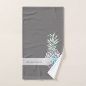 Trendy Cute Pineapple, Stripe-Personalized Bad Handdoek (Handdoek)