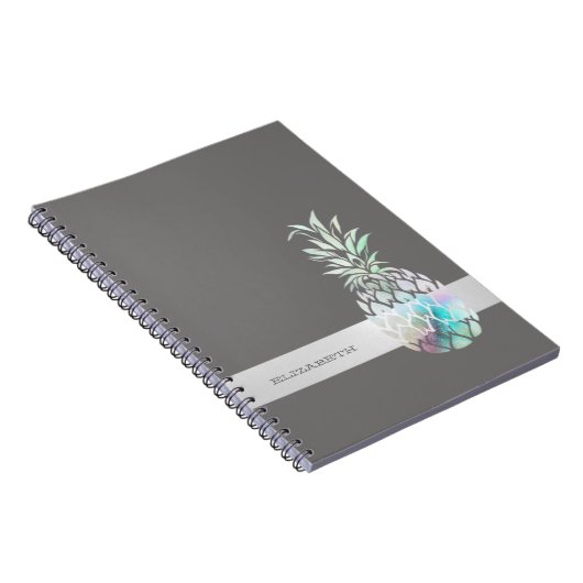 Trendy Cute Pineapple, Stripe-Personalized Notitieboek (Rechterzijde)