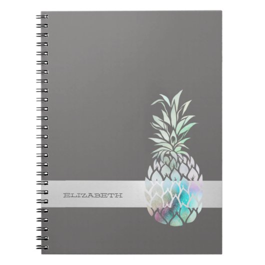Trendy Cute Pineapple, Stripe-Personalized Notitieboek (Voorkant)