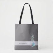Trendy Cute Pineapple, Stripe-Personalized Tote Bag (Voorkant)