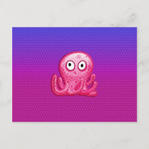 Trendy Cute Pink en Paarse Octopus Briefkaart