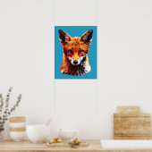 Trendy Cute Red Fox Head Poster (Keuken)