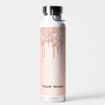 Trendy Cute Roos Gold Custom Name Waterfles<br><div class="desc">Trendy Cute Roos Gold Eigen naam Water Flacon</div>