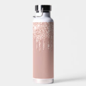 Trendy Cute Roos Gold Custom Name Waterfles (Rechts)