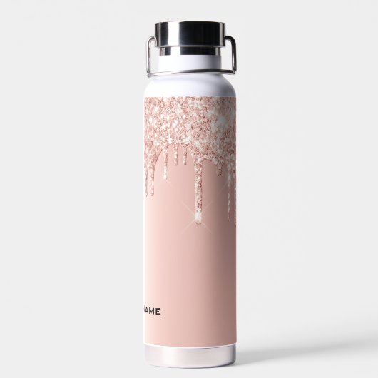 Trendy Cute Roos Gold Custom Name Waterfles (Achterkant)