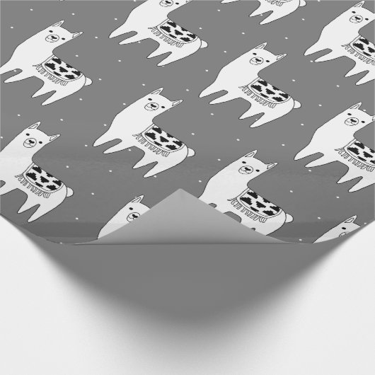 Trendy Cute Sketchy Llamas & Micro Stippen Cadeaupapier (Hoek)
