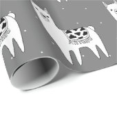 Trendy Cute Sketchy Llamas & Micro Stippen Cadeaupapier (Rol Hoek)