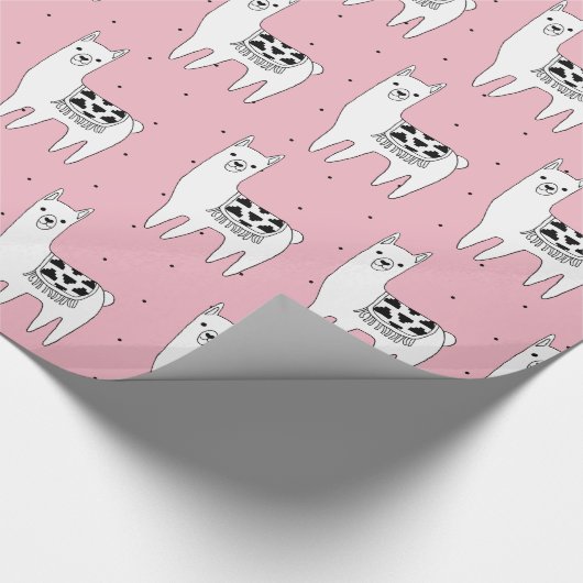 Trendy Cute Sketchy Llamas & Micro Stippen Cadeaupapier (Hoek)