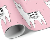 Trendy Cute Sketchy Llamas & Micro Stippen Cadeaupapier (Rol Hoek)