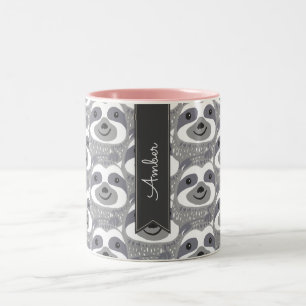 Trendy Cute Sloths Doodle Tweekleurige Koffiemok