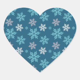 Trendy Cute Snowflake Pattern in Blue Hart Sticker