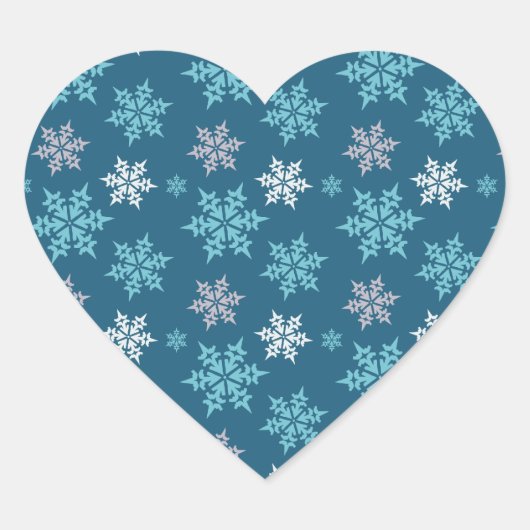 Trendy Cute Snowflake Pattern in Blue Hart Sticker (Voorkant)