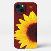 Trendy Cute Sunflower Monogram iPhone Hoesje (Achterkant)