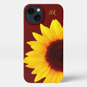 Trendy Cute Sunflower Monogram iPhone 13 Hoesje