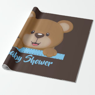 Trendy Cute Teddy Bear Boy Baby shower Cadeaupapier