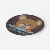 Trendy Cute Teddy Bear Boy Baby shower Papieren Bordje (Gekanteld)