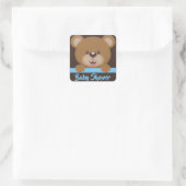 Trendy Cute Teddy Bear Boy Baby shower Vierkante Sticker (Tas)