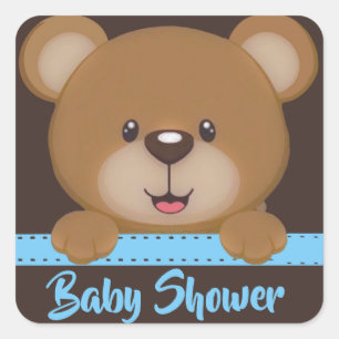Trendy Cute Teddy Bear Boy Baby shower Vierkante Sticker