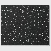 Trendy Cute Tiny White Stars op Black Sky  Cadeaupapier (Vlak)