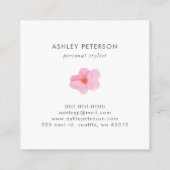 Trendy Cute Waterverf Pink Flowers Monogram Vierkante Visitekaartje (Achterkant)