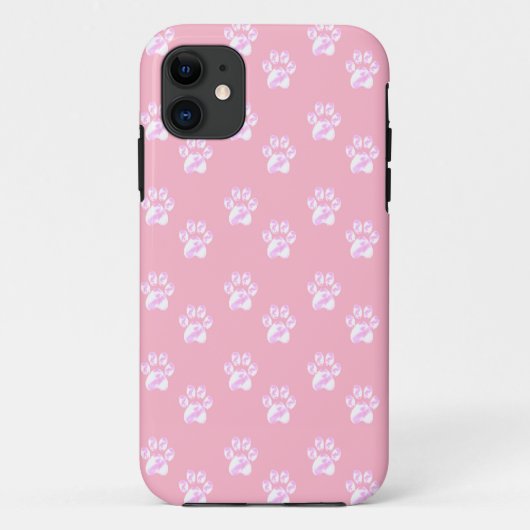 Trendy cute witte poten op roze Case-Mate iPhone case (Achterkant)