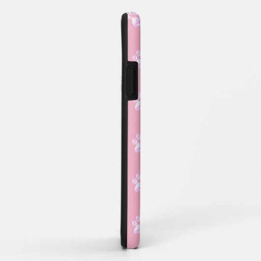 Trendy cute witte poten op roze Case-Mate iPhone case (Achterkant/rechts)