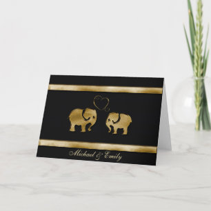 Trendy cute zwarte /gouden olifant verliefd kaart