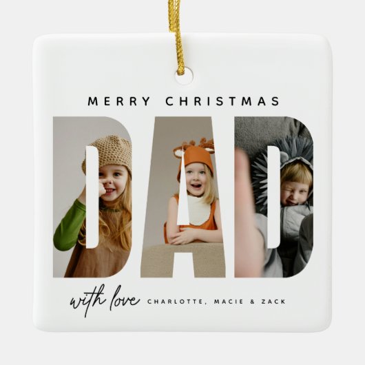 Trendy DAD Aangepaste Fotocollage Keramisch Ornament (Voorkant)