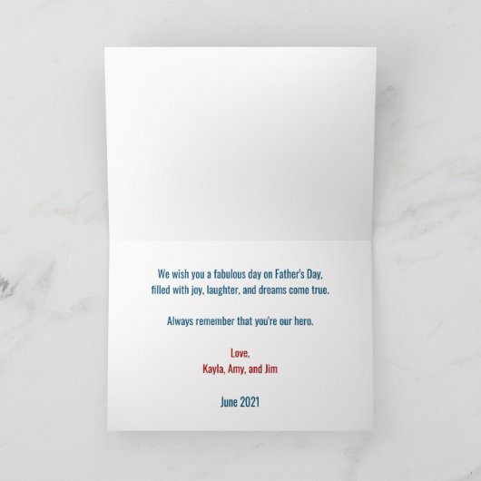 Trendy DAD Thru Letters 3 Foto's Vaderdag Kaart (Binnen)
