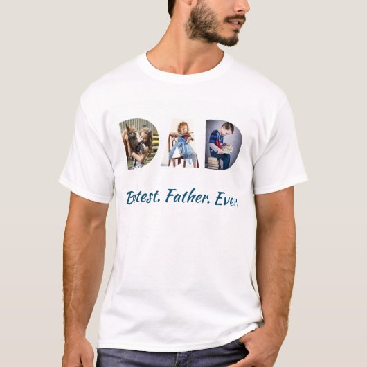 Trendy DAD Thru Letters Bestest Dad over 3 Photos T-shirt (Voorkant)