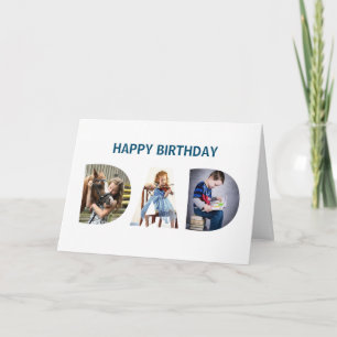Trendy DAD Transparant Letters 3 Foto's Birthday Kaart