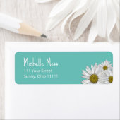 Trendy Daisies Boho Blauwgroen groen retouradres Etiket (Insitu)