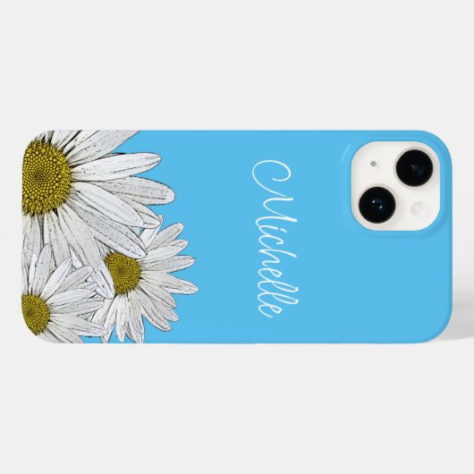 Trendy Daisies Floral Country Blue Case-Mate iPhone Case (Achterkant (horizontaal))