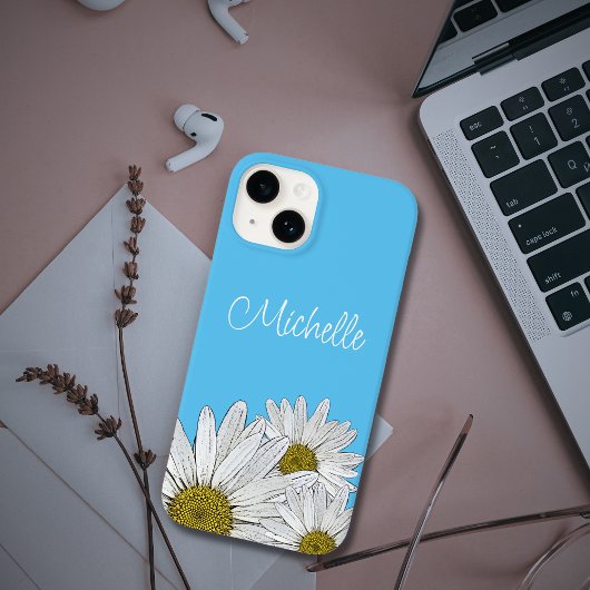 Trendy Daisies Floral Country Blue Case-Mate iPhone Case