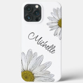 Trendy Daisies Zwart Wit Bloemen Gepersonaliseerd Case-Mate iPhone Case (Achterkant)