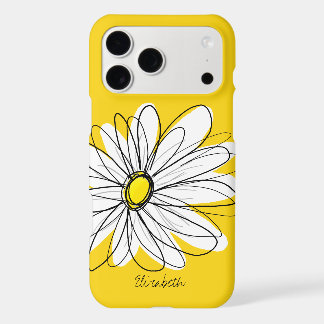 Trendy Daisy Bloem Illustratie - zwart en geel