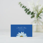Trendy Daisy Floral Botanical Blue Visitekaartje (Staand voorkant)