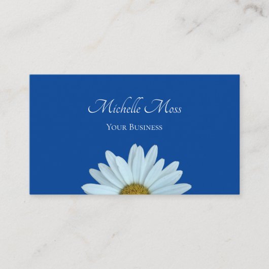 Trendy Daisy Floral Botanical Blue Visitekaartje (Voorkant)