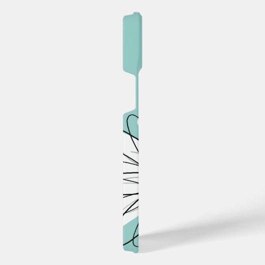 Trendy Daisy Floral Illustration - blauwgroen geel iPhone Hoesje (Rechterkant)