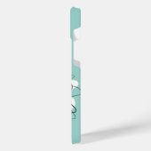 Trendy Daisy Floral Illustration - blauwgroen geel iPhone Hoesje (Linkerkant)