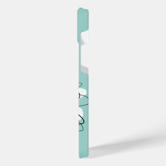 Trendy Daisy Floral Illustration - blauwgroen geel iPhone Hoesje (Linkerkant)