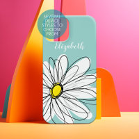 Trendy Daisy Floral Illustration - blauwgroen geel