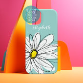 Trendy Daisy Floral Illustration - blauwgroen geel iPhone Hoesje
