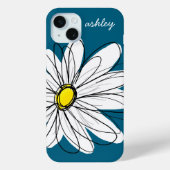 Trendy Daisy Floral Illustration - blue and yellow Case-Mate iPhone Case (Achterkant)