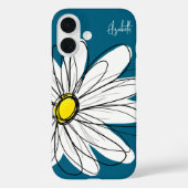 Trendy Daisy Floral Illustration blue and yellow Case-Mate iPhone Case (Achterkant)