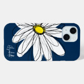 Trendy Daisy Floral Illustration Custom name Case-Mate iPhone Case (Achterkant (horizontaal))