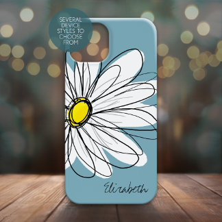 Trendy Daisy Floral Illustration Custom name Case-Mate iPhone Case